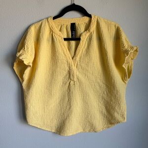 bobi Yellow Textured Blouse